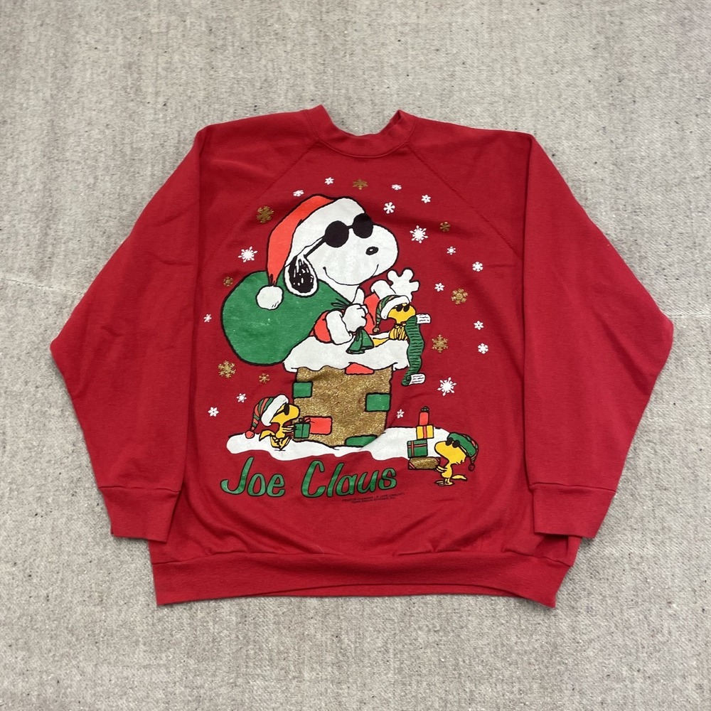 Vintage the Peanuts Christmas sweatshirt mens 2XL Red‎ 1990s USA